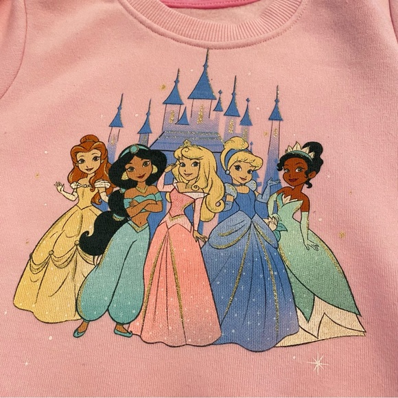 Disney Princess Cinderella Belle Jasmine Toddler Girls Sweatshirt Pink Size 2T - Picture 2 of 4